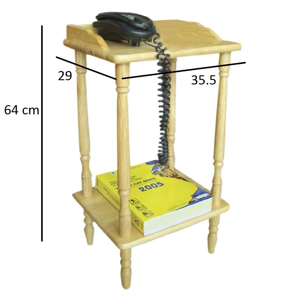 Kệ vuông 2 tầng gỗ cao su (Hàng tháo rời) - BÀN GỖ