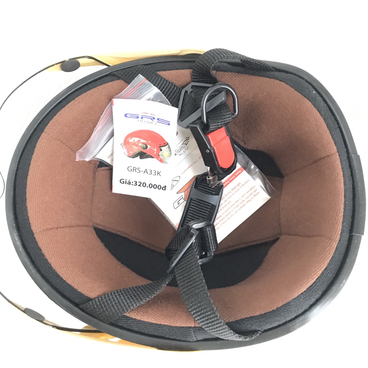 Mũ bảo hiểm nửa đầu có kính cao cấp - GRS A33K Trắng bóng - Vòng đầu 56-58cm - Kính mầu trà - Hàng chính hãng - Bảo hành 12 tháng