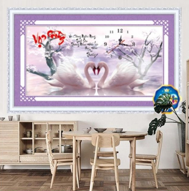 Tranh thêu chữ thập vợ chồng thiên nga 223020- Ngocthinhshop