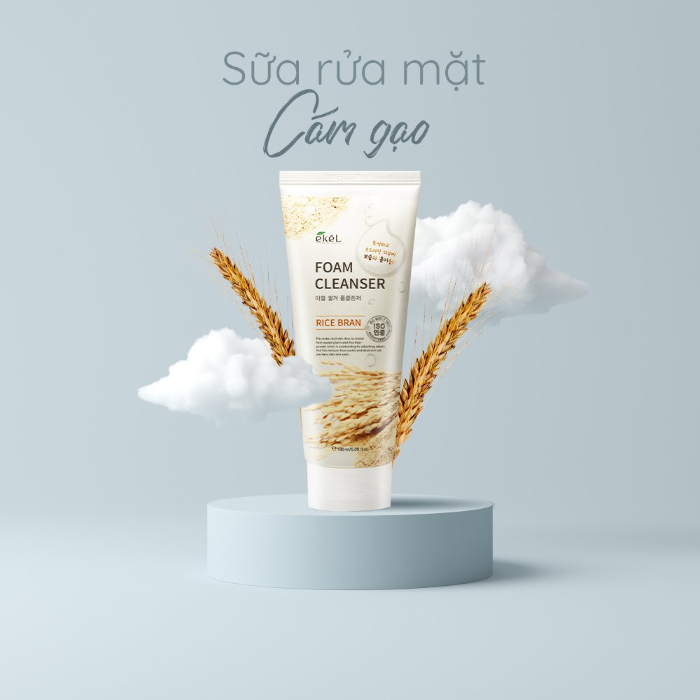 Sữa rửa mặt cám gạo Ekek - Ekel Rice Bran Foam Cleanser 180ml
