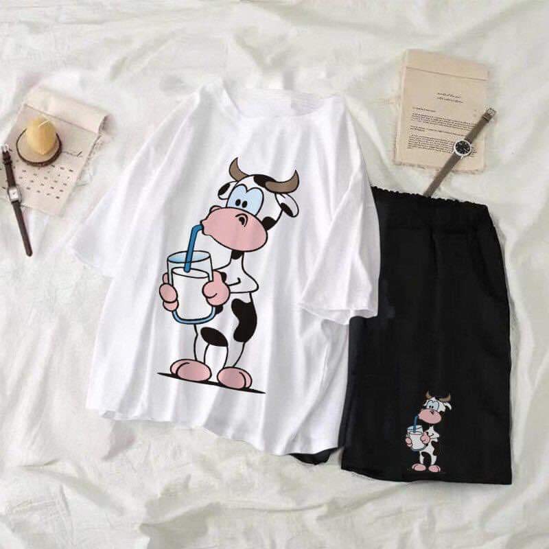 Áo phông bò sữa đứng