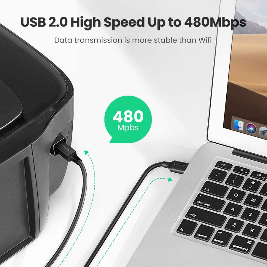 Cáp máy in Ugreen 10351 dài 3m chuẩn USB 2.0 cao cấp - Hapustore