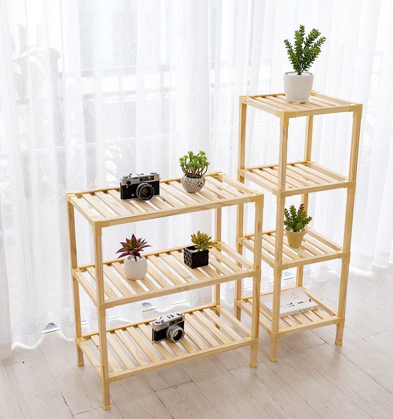Kệ Gỗ vuông 4 tầng trang trí để chậu cây