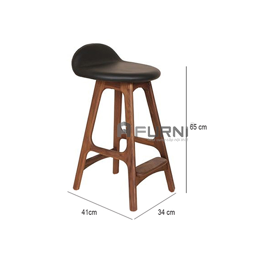 Ghế đảo bếp nệm da chân gỗ cao 65cm đẹp nội thất Furni TpHCM / Beautiful Bar Chair in Ho Chi Minh city