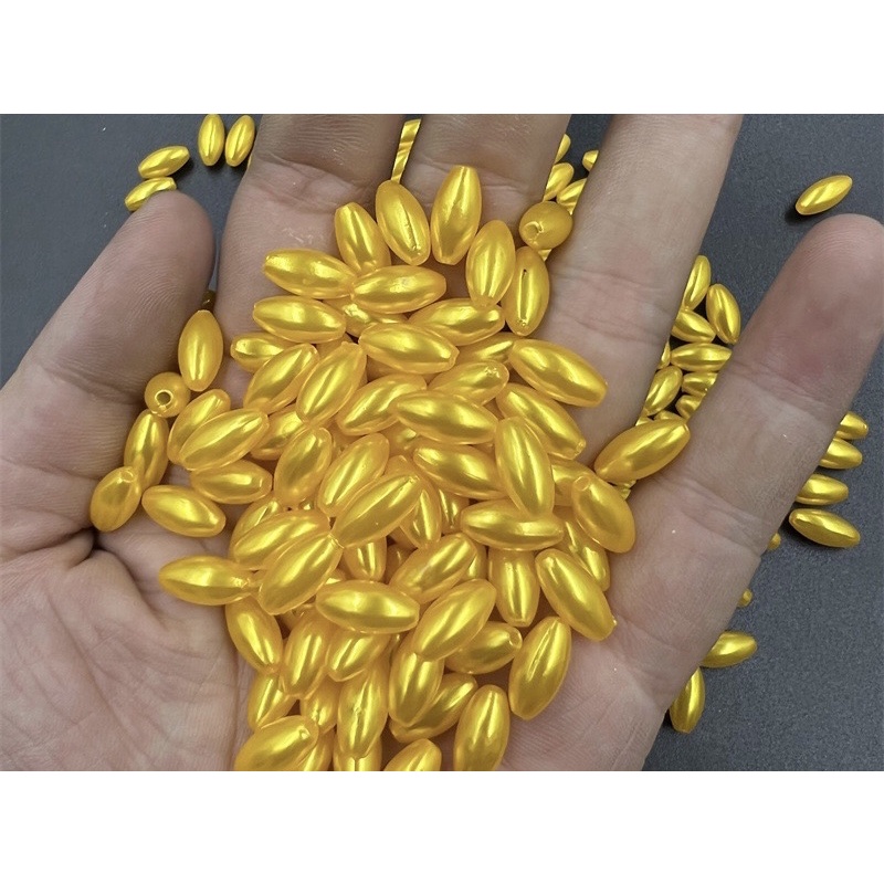 Hạt nhựa làm bông lúa vàng, hạt cườm 6x12mm