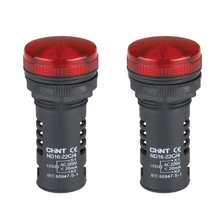 Đèn báo màu đỏ chint 230v nd16-22c/2 220v red