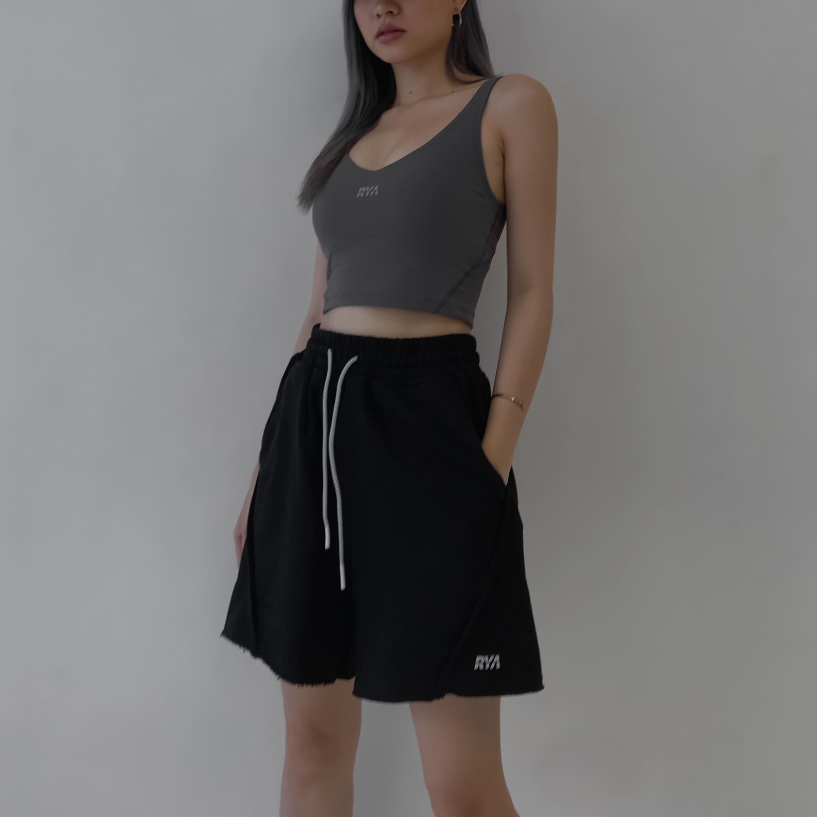 Quần short thun lửng RYACTIVE - LOUNGE SHORT BLACK