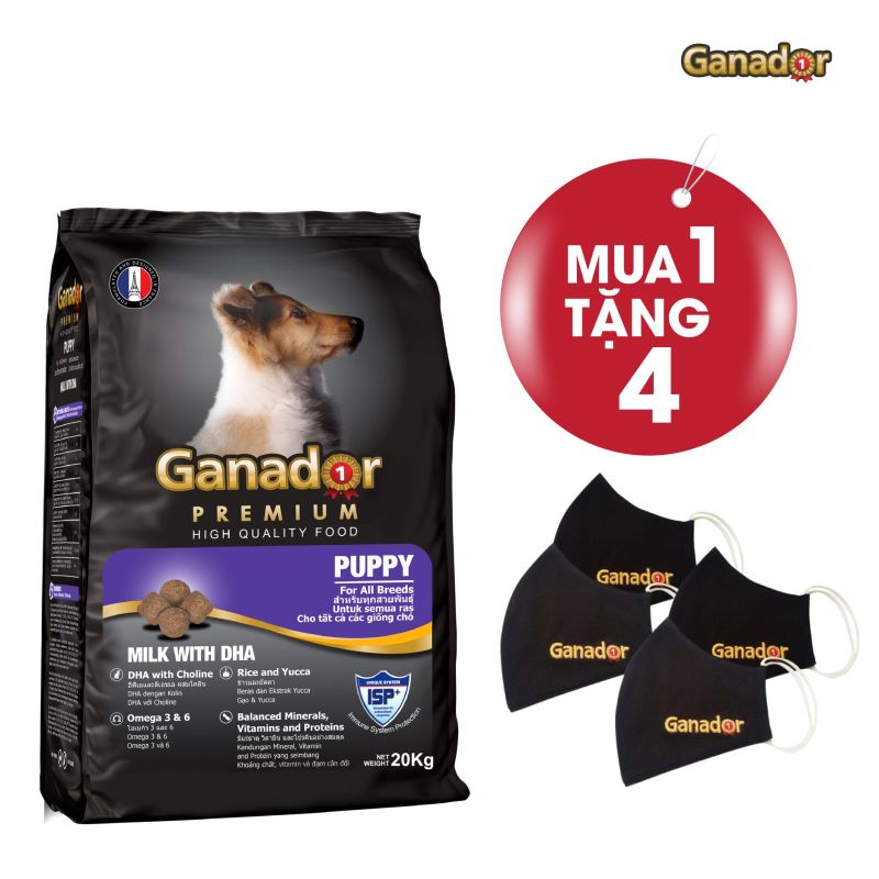 Thức ăn cho cún cưng Ganador vị sữa & DHA Puppy Milk with DHA 20kg
