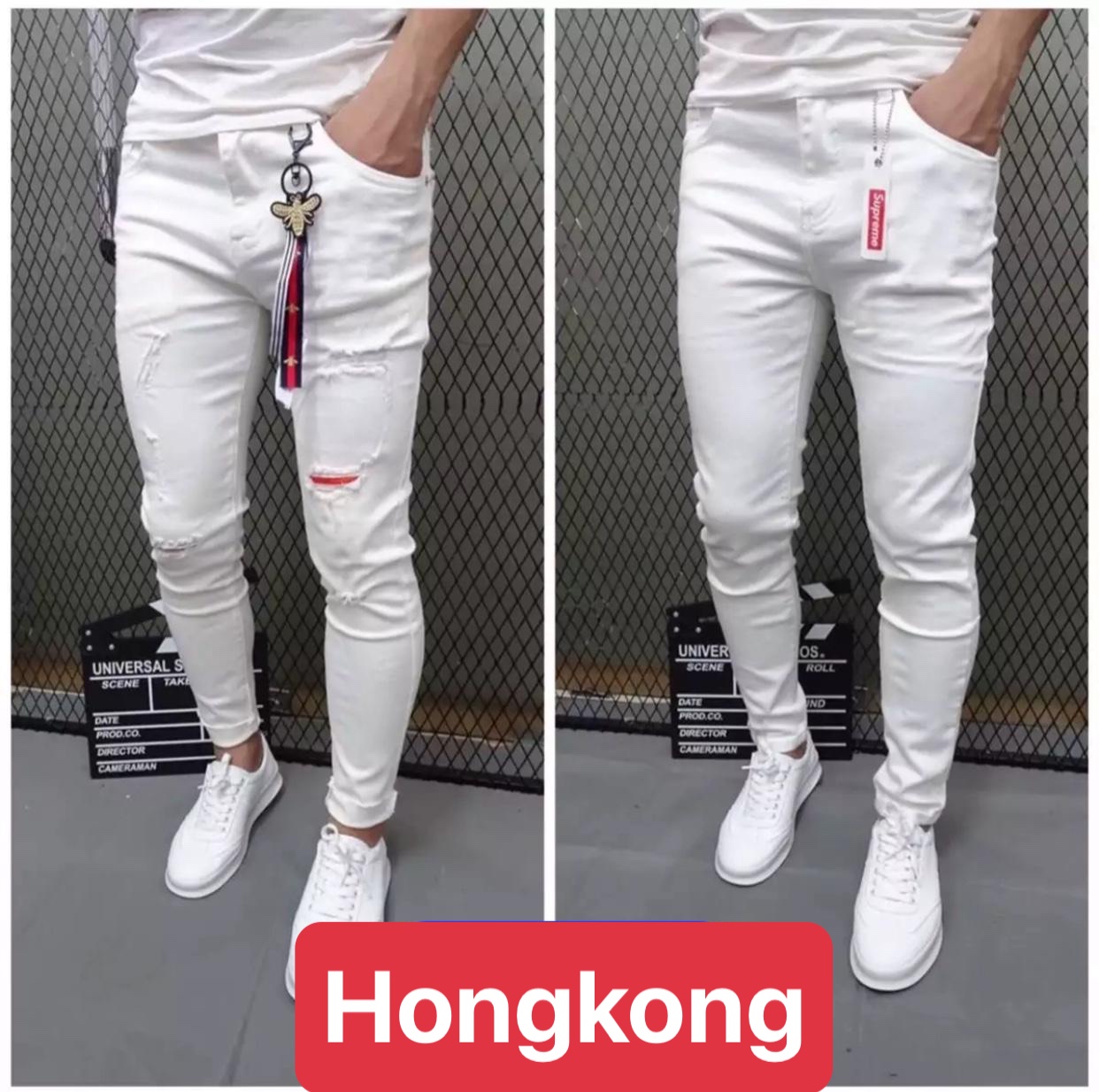 QUẦN JEAN NAM CHẤT BÒ TRẮNG TRƠN, KIỂU, CO GIÃN NHẸ CAO CẤP - HONG KONG FASHION