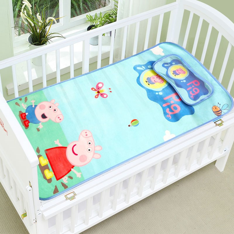 [tặng kèm gối]Chiếu lụa điều hòa kèm gối họa tiết siêu xinh cho bé