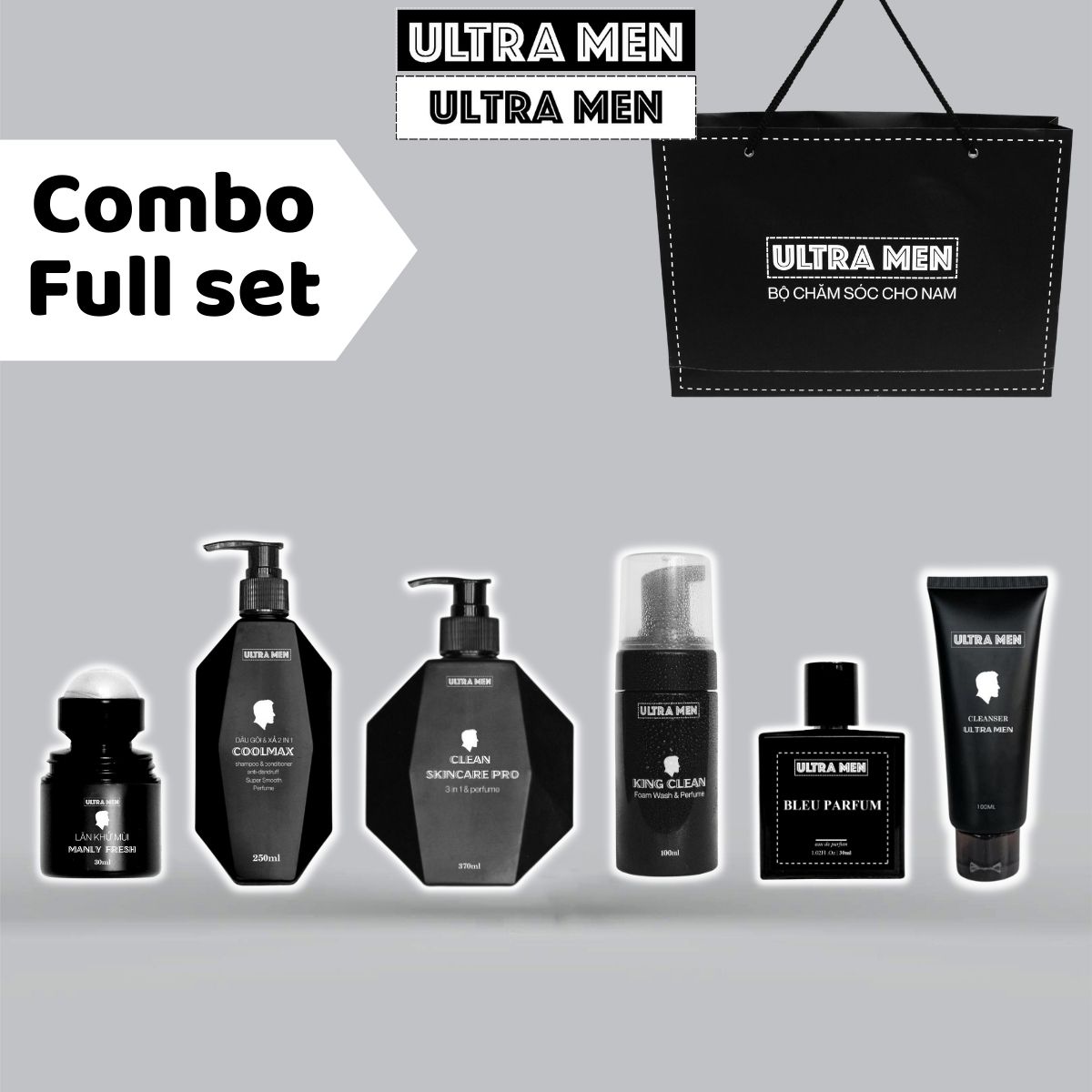 Ultra Men full combo 6 PCs shower gel-shampoo-perfume-ddvs-deodorant gel-cleanser
