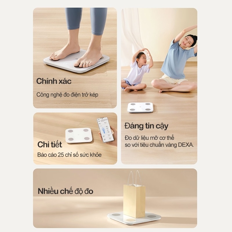 Cân Điện Tử Thông Minh Xiaomi Mijia S400 - MJTZC01YM, đo lượng mỡ và nhiều chỉ số khác của cơ thể, kếp nối app trên điện thoại