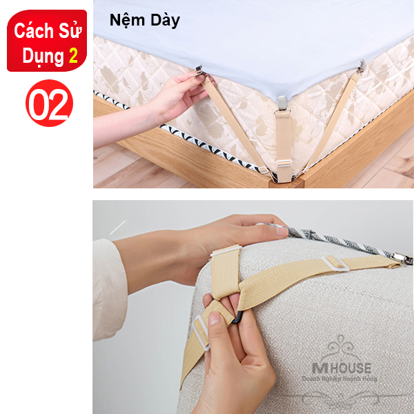 Combo 4 Dây Inox Kẹp Cố Định Ga Giường Phụ Kiện Chăn Gối Nệm Drap Giường