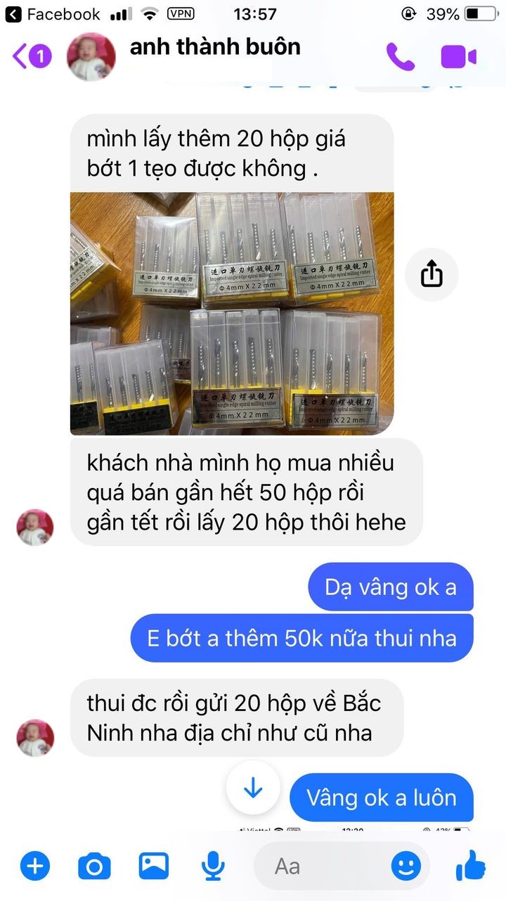 MŨI CẮT CNC XOẮN 1 ME