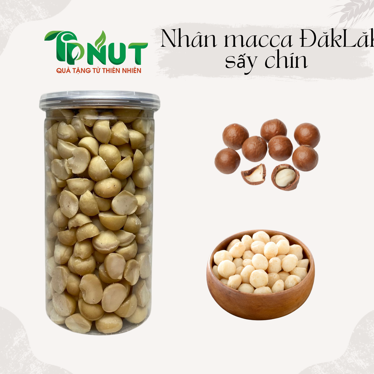 Nhân macca ĐăkLăk sấy chín
