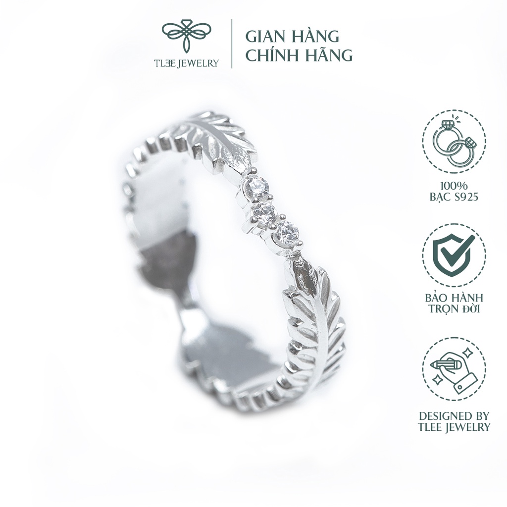 Nhẫn bạc nữ TLEE lá Henna nạm đá cao cấp TleeJewelry A0152