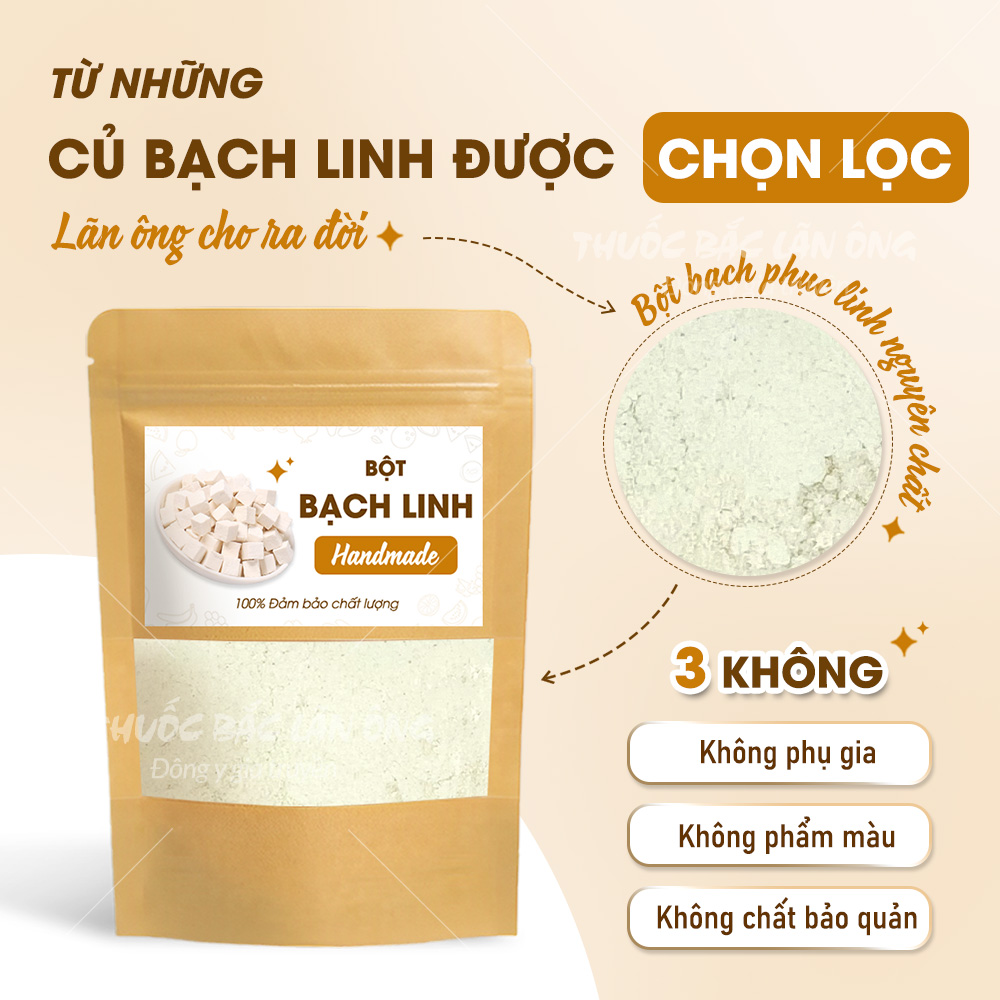 Bột bạch linh 1kg, bột bạch phục linh, nguyên chất, thơm mịn, dùng pha uống, đắp mặt - Lãn Ông