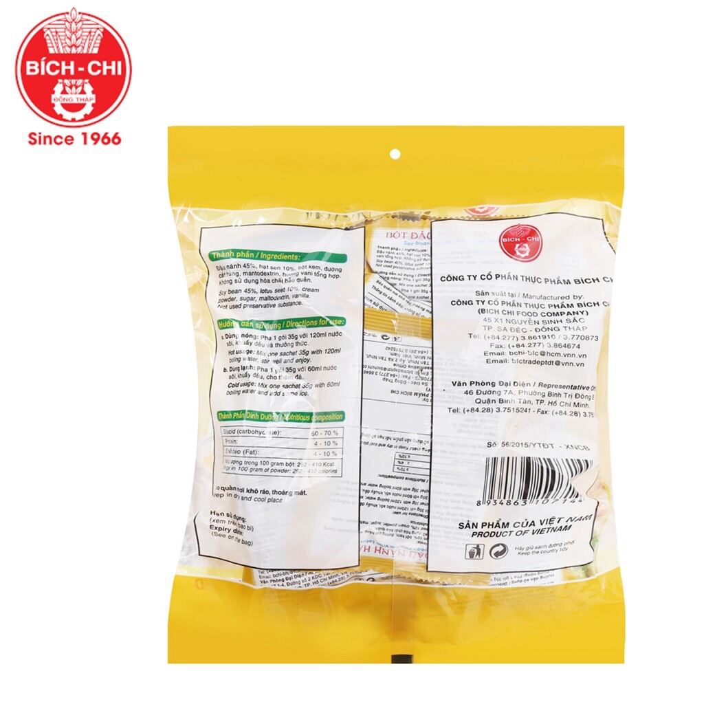 BỘT ĐẬU NÀNH HẠT SEN BÍCH CHI 350GR ( 10 GÓI x 35GR )-07144