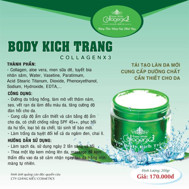 Combo Trắng Da Body Collagen X3