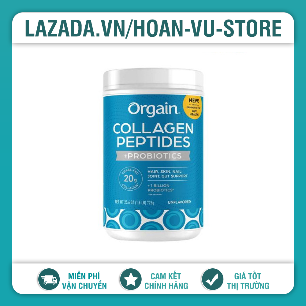 BỘT COLLAGEN ORGAIN COLLAGEN PEPTIDES + PROBIOTICS 726G MỸ (Date 4.2024)