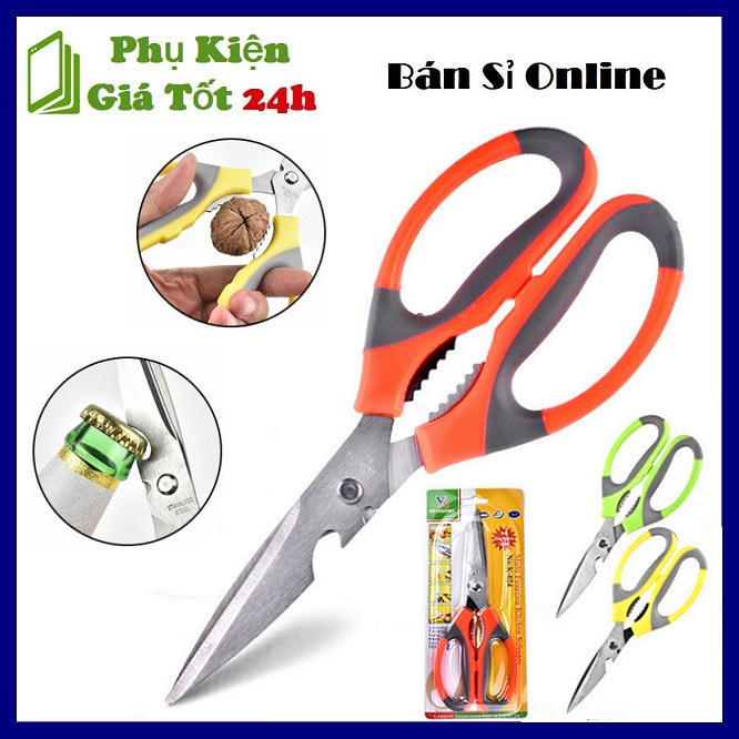 Kéo Làm Bếp 4in1 Bằng Thép Không Gỉ - Siêu Bền ( Hàng Loại Tốt ) - Kéo Cắt Đa Năng Làm Bếp K-024 Thép Không Gỉ