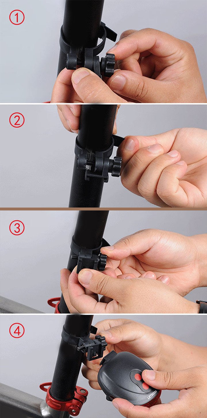 Combo đèn chiếu hậu laser và đèn chiếu sáng có còi xe đạp