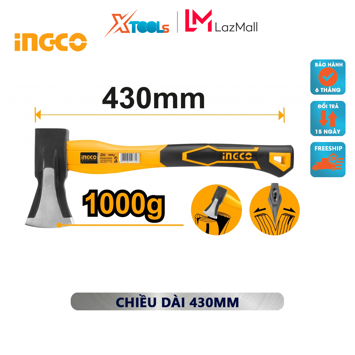 Portable hammer ingco HAX03010008 | Hammer axe rescue specialized for firefighters, rescue workers break the lock, break glass door hydraulic, window, felling trees…
