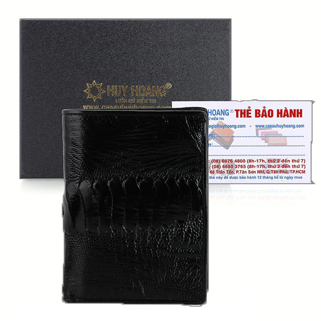 Bóp nam da đà điểu da chân kiểu đứng màu đen HK2413