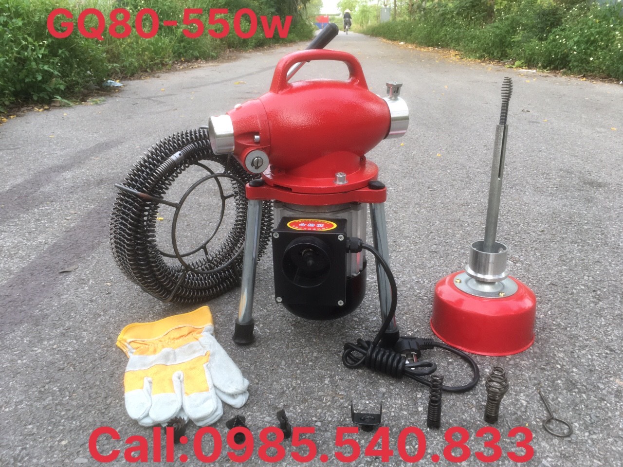 MÁY THÔNG CỐNG GQ80-550w (12M dây phi16 +4m phi8 + 6đầu thông + 1 đôi găng tay )