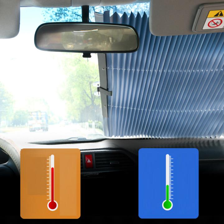 Rèm che nắng Kính lái xe hơi, ô tô Tráng nhôm Cao Cấp Kích cỡ 65 cm - Rèm chắn nắng kính lái ô tô, tấm chắn nắng ô tô, tấm che kính chống nắng cho ô tô, tấm che nắng cửa kính ô tô