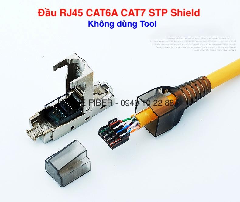 [HCM]Đầu bấm hạt mạng Cat6A Cat7 STP không dùng Tool chống nhiễu Shielded có chụp