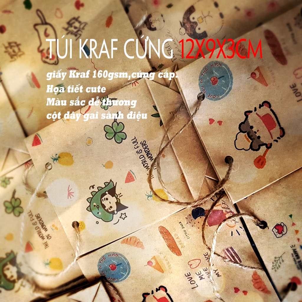 ㍿☏  50 túi giấy mini Kraft Classic 9x12x3cm