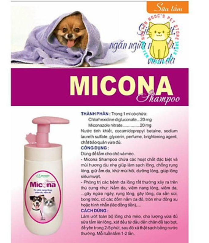 Dầu tắm trị nấm và viêm da cho chó micona