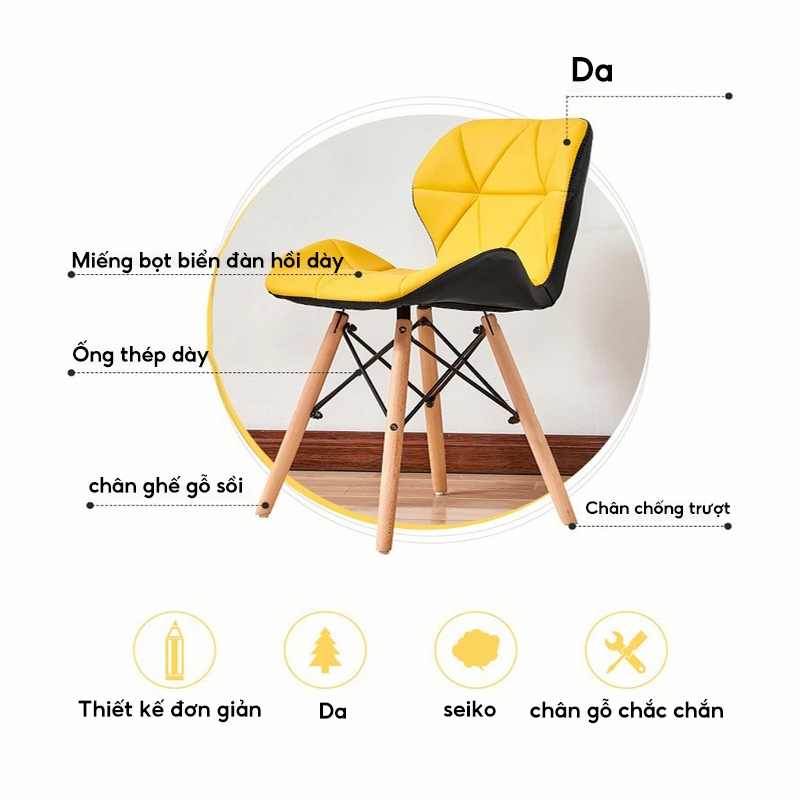 Ghế EAMES đệm cách điệu, Ghế cánh bướm (HÀNG XUẤT KHẨU 100%)