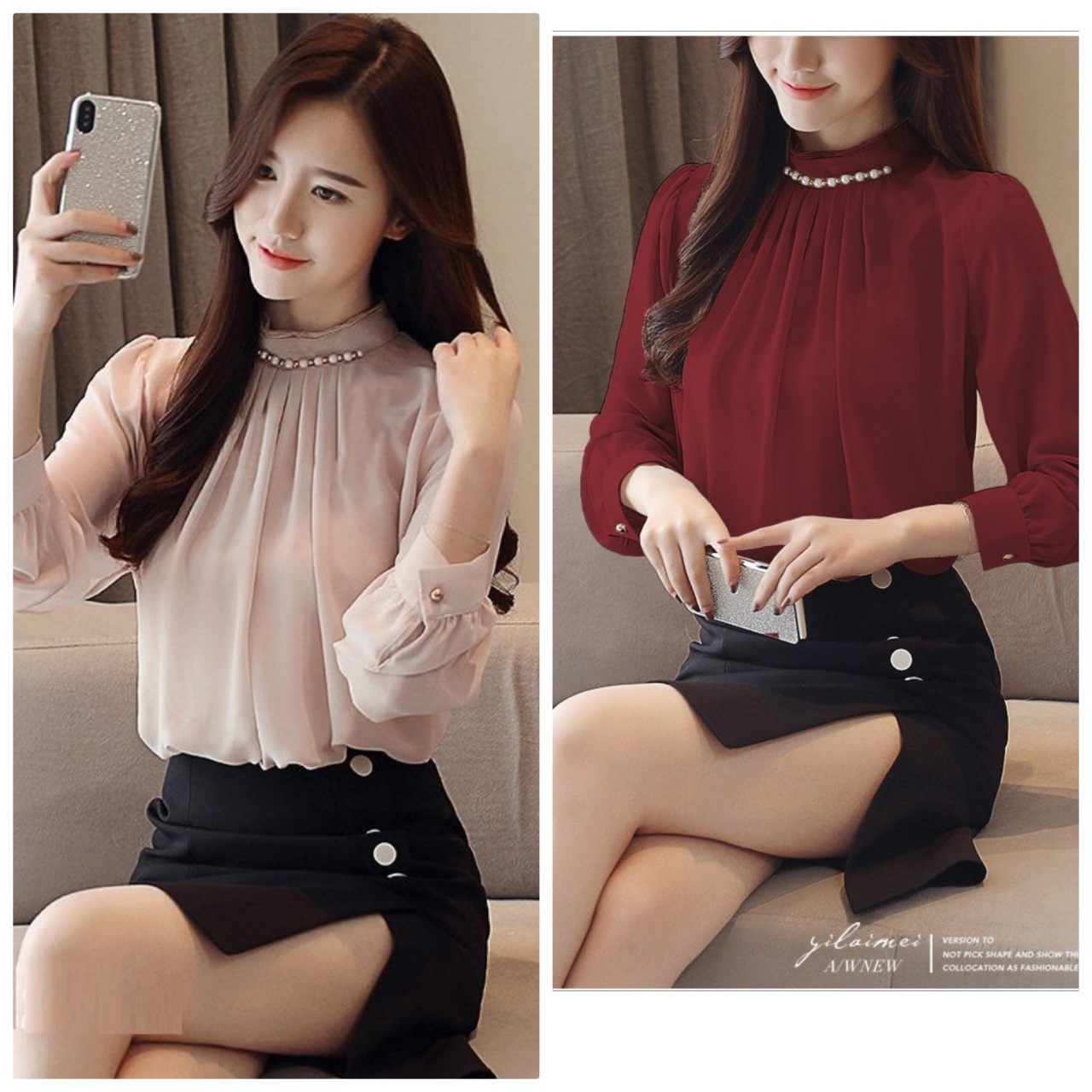 ÁO KIỂU  VOAN HOA SANG TRỌNG NT1055A