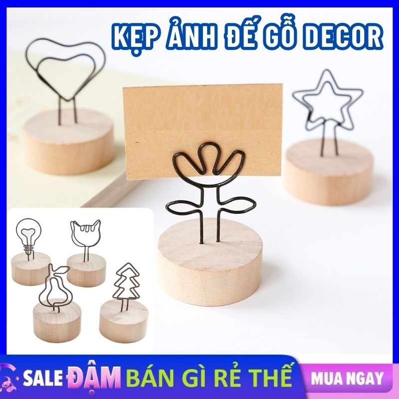 Kẹp gỗ , kẹp ảnh đế gỗ tròn - kẹp gắn ảnh , giấy ghi chú, trang trí deco để bàn - giá đỡ đế gỗ kẹp hành ảnh , danh thiếp