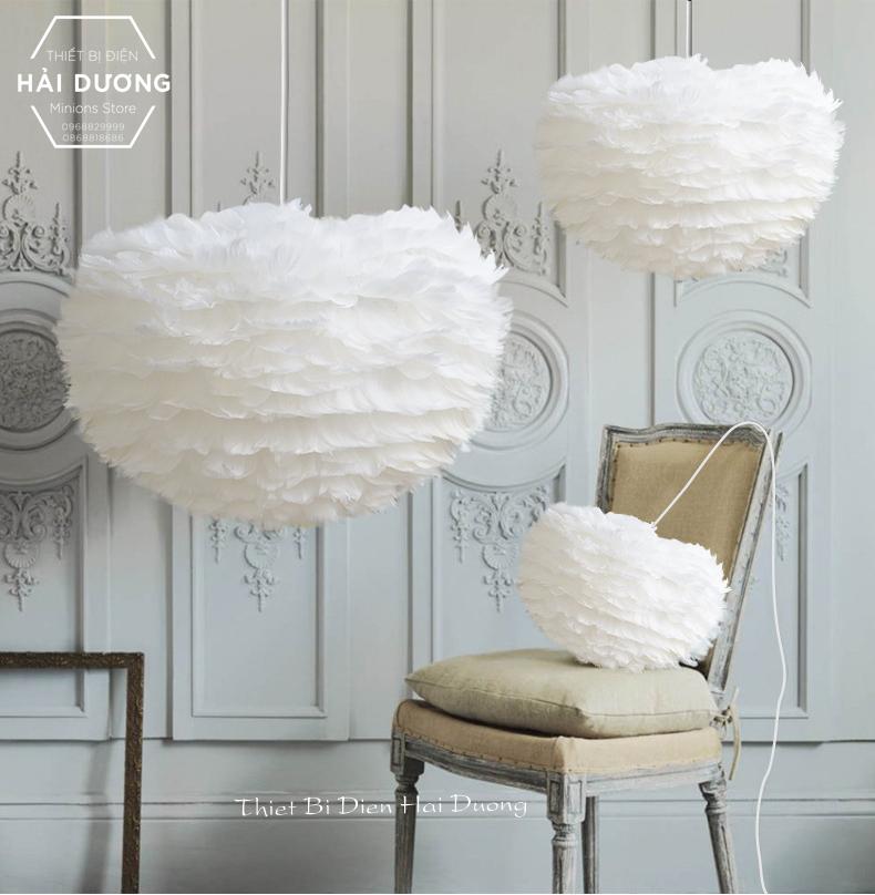 Đèn Chùm Mây lông Vũ Bắc ÂU Decor Lighting TN329 ( Loại Cỡ Nhỏ 30cm) - Tặng Kèm 1 Bóng 3 Chế Độ Ánh Sáng