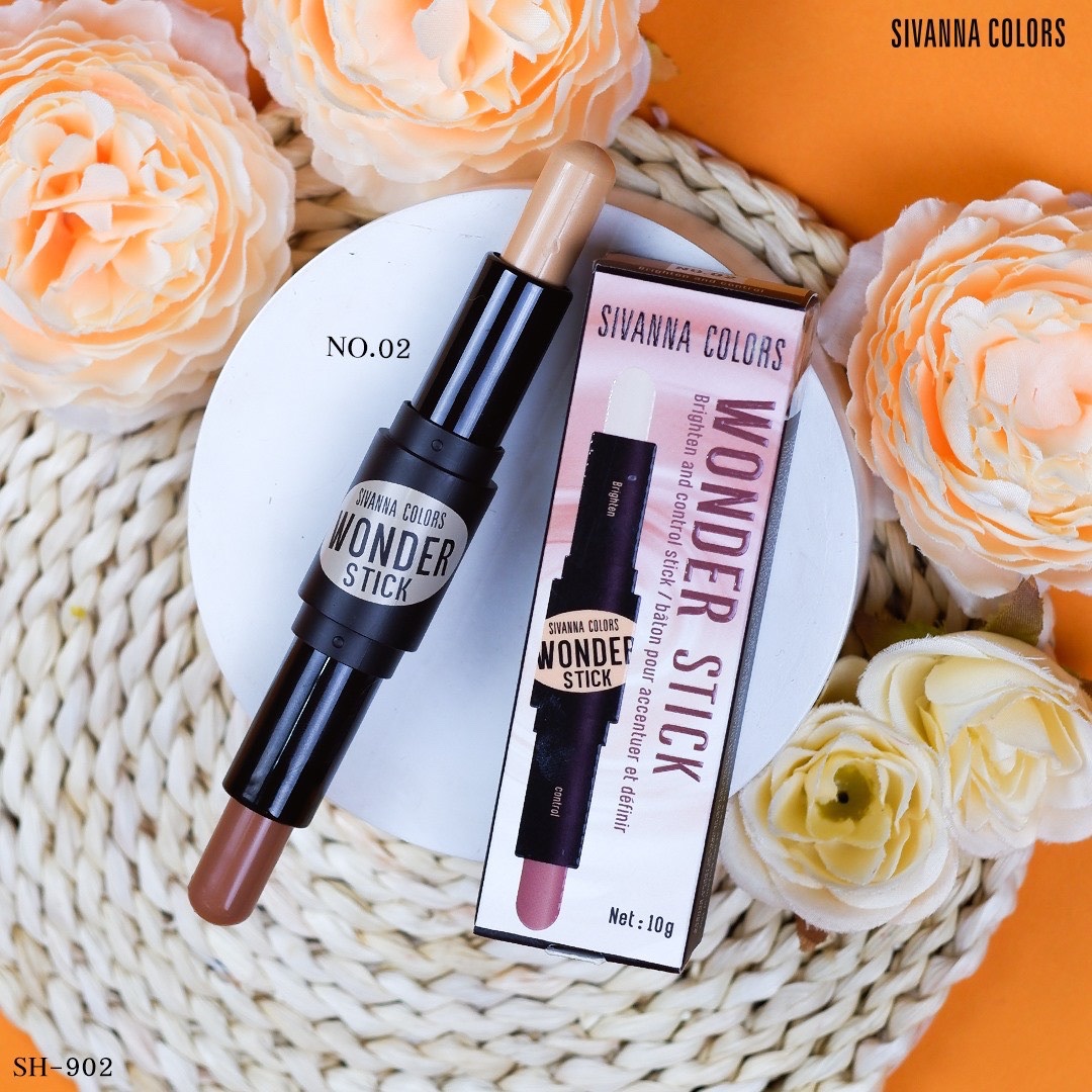Bút tạo khối che khuyết điểm Sivanna Colors Thanh che khuyết điểm đa năng 2 in 1 Tạo khối + Bắt sáng dạng thỏi