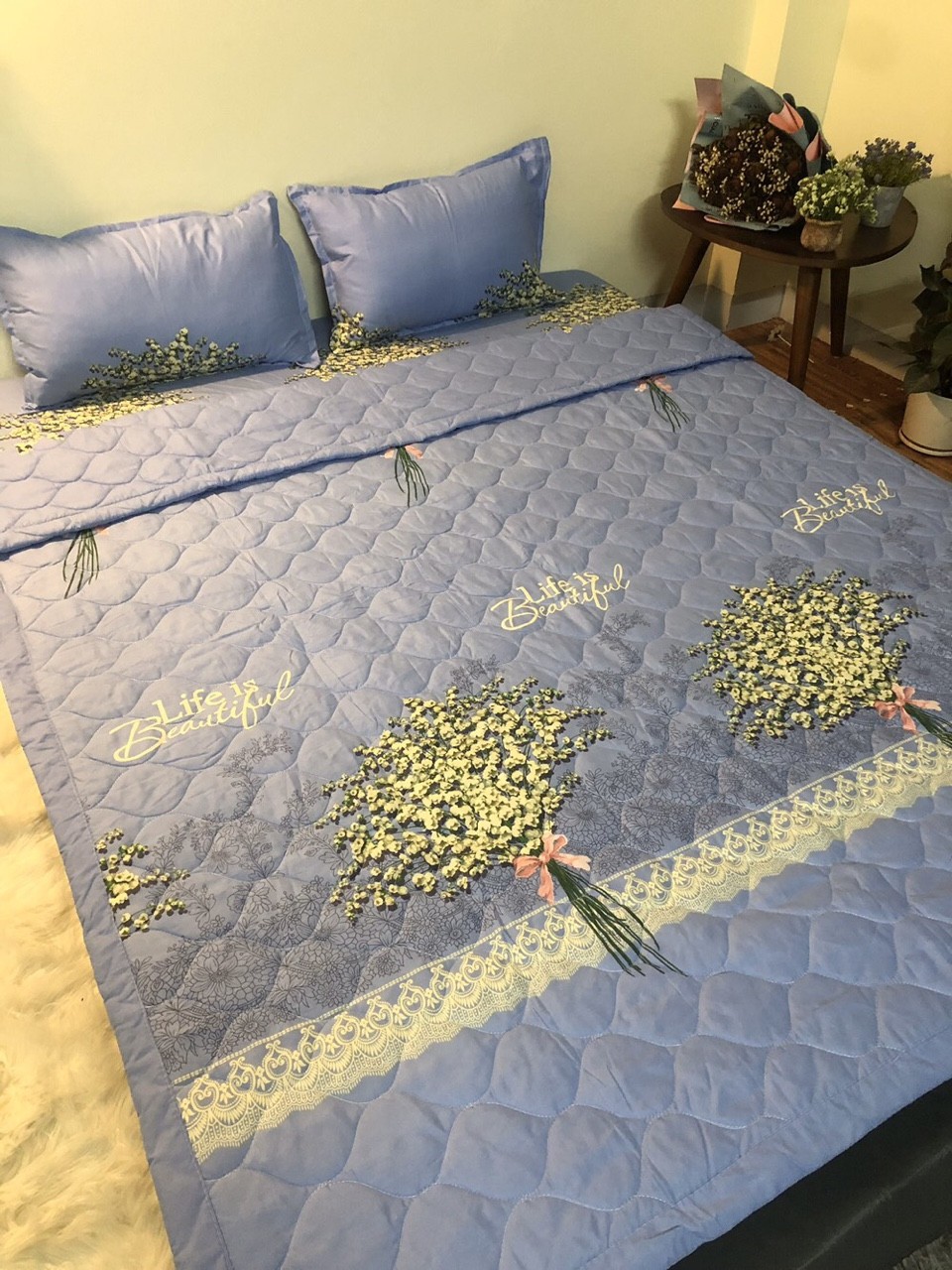 Bộ Chăn Ga Gối Cotton POLY Kovico Thỏ Cà Rốt