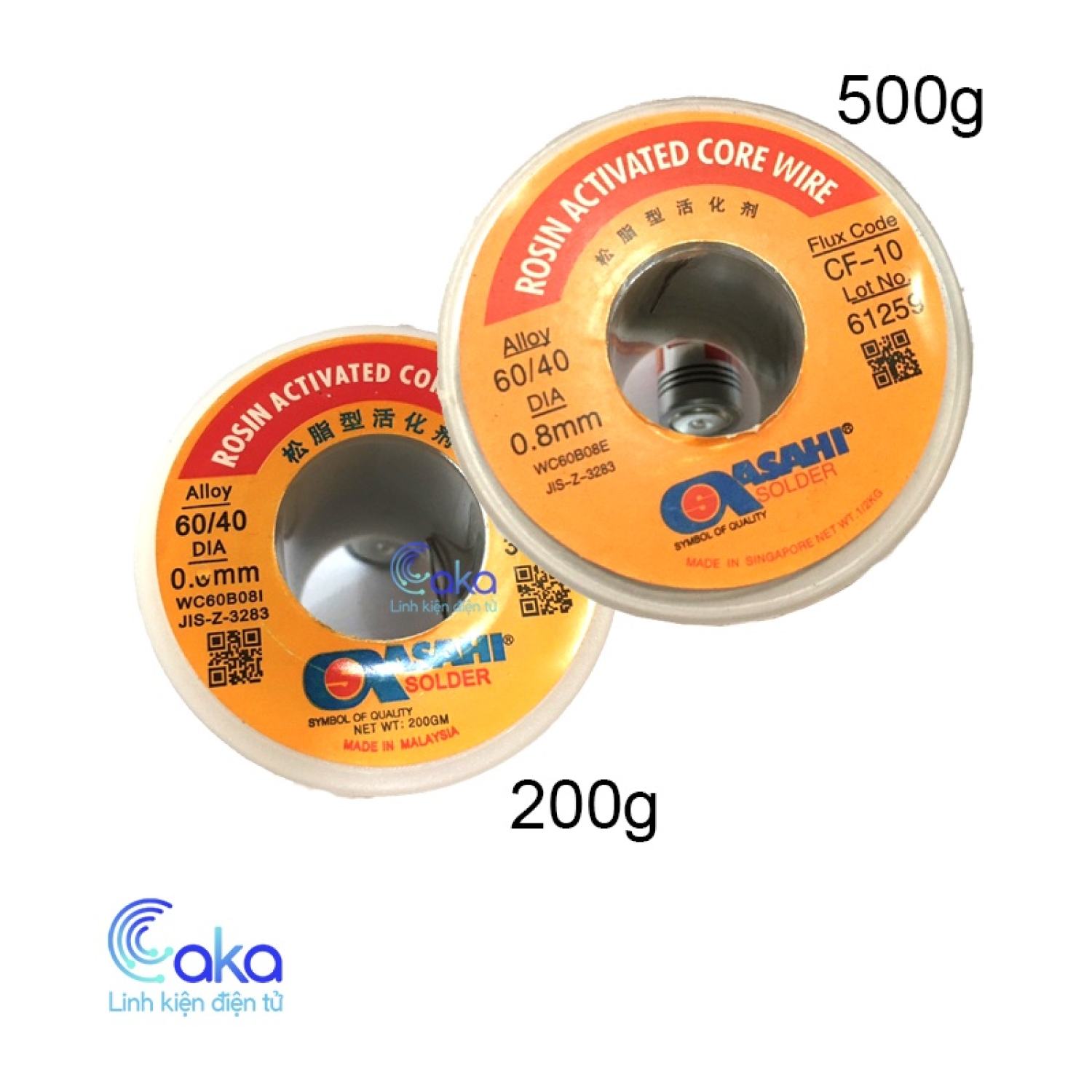 Thiếc hàn chì asahi 0.6mm 0.8mm 200g 500g sáng bóng nhẹ lửa