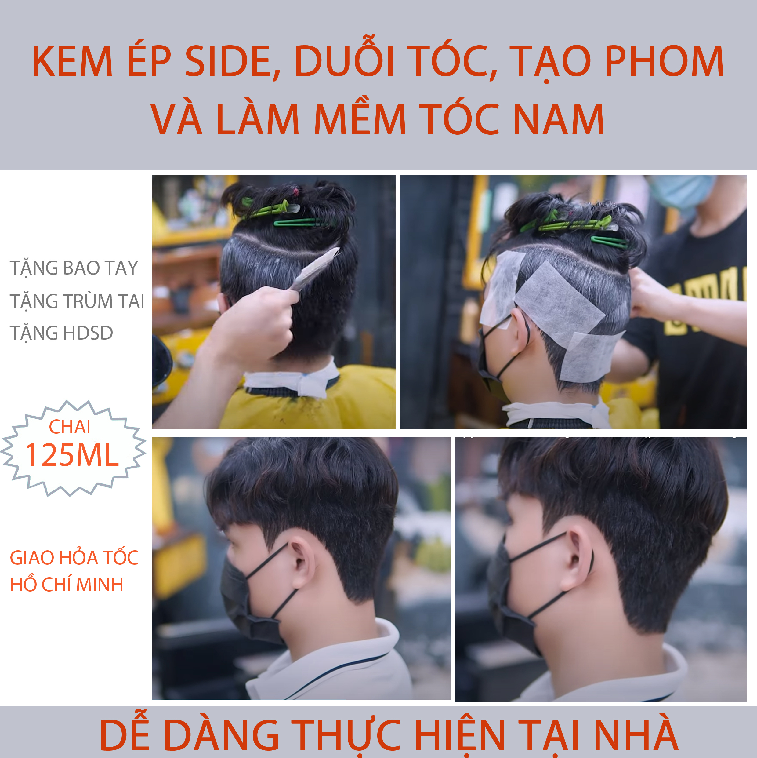 Kem Ép Side Duỗi Tóc Tạo Phom và Làm Mềm Tóc Nam