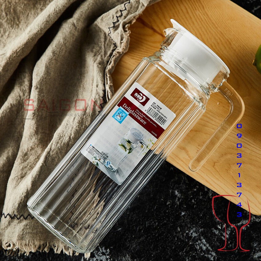 [HCM]Bình Thủy Tinh Sọc 1000ml