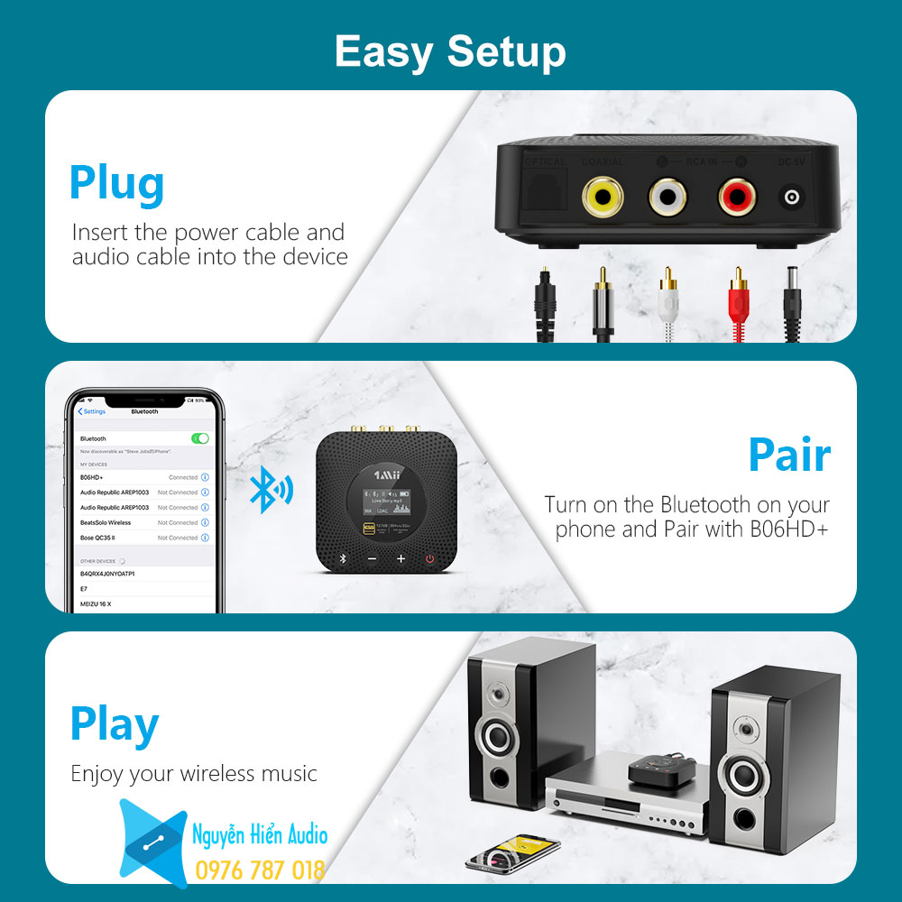 Bộ thu âm thanh Bluetooth B06HD+ chuẩn LDAC chip ESS9018Q2M