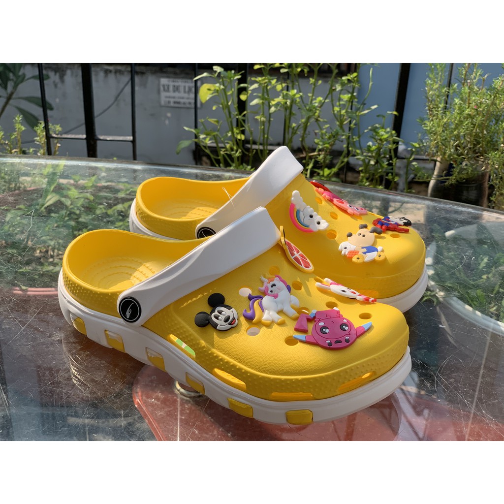 Dép Cross Unisex Tặng 6 sticker - Dép nhựa nữ đi mưa siêu nhẹ sẵn 7 màu - SL013