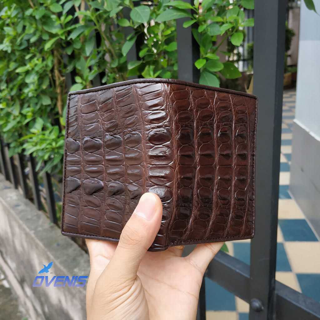 [FREE SHIP] Ví Cá Sấu Dáng Đứng 2 Mặt Sang Trọng. Da Cá Sấu Thật 100%