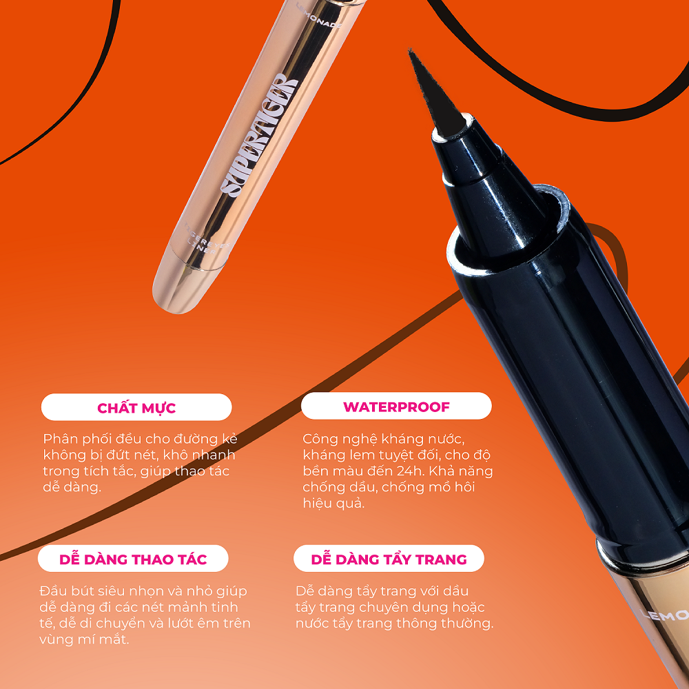 Combo 2 Bút kẻ mắt siêu mảnh Lemonade SuperTiger Micro Eyeliner (1g x2)