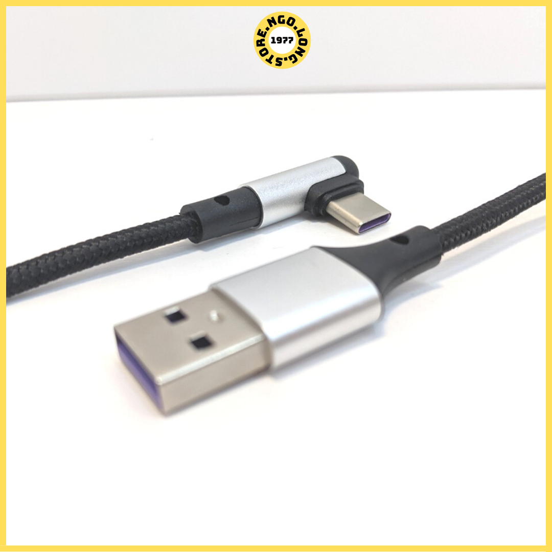 Dây Cáp Sạc Gập Đầu 1m2/ Cáp Sạc Nhanh 3A (Truyền Dữ Liệu) / Micro usb, type c, iphone, samsung - ( cáp sạc không vướng tay khi chơi game )