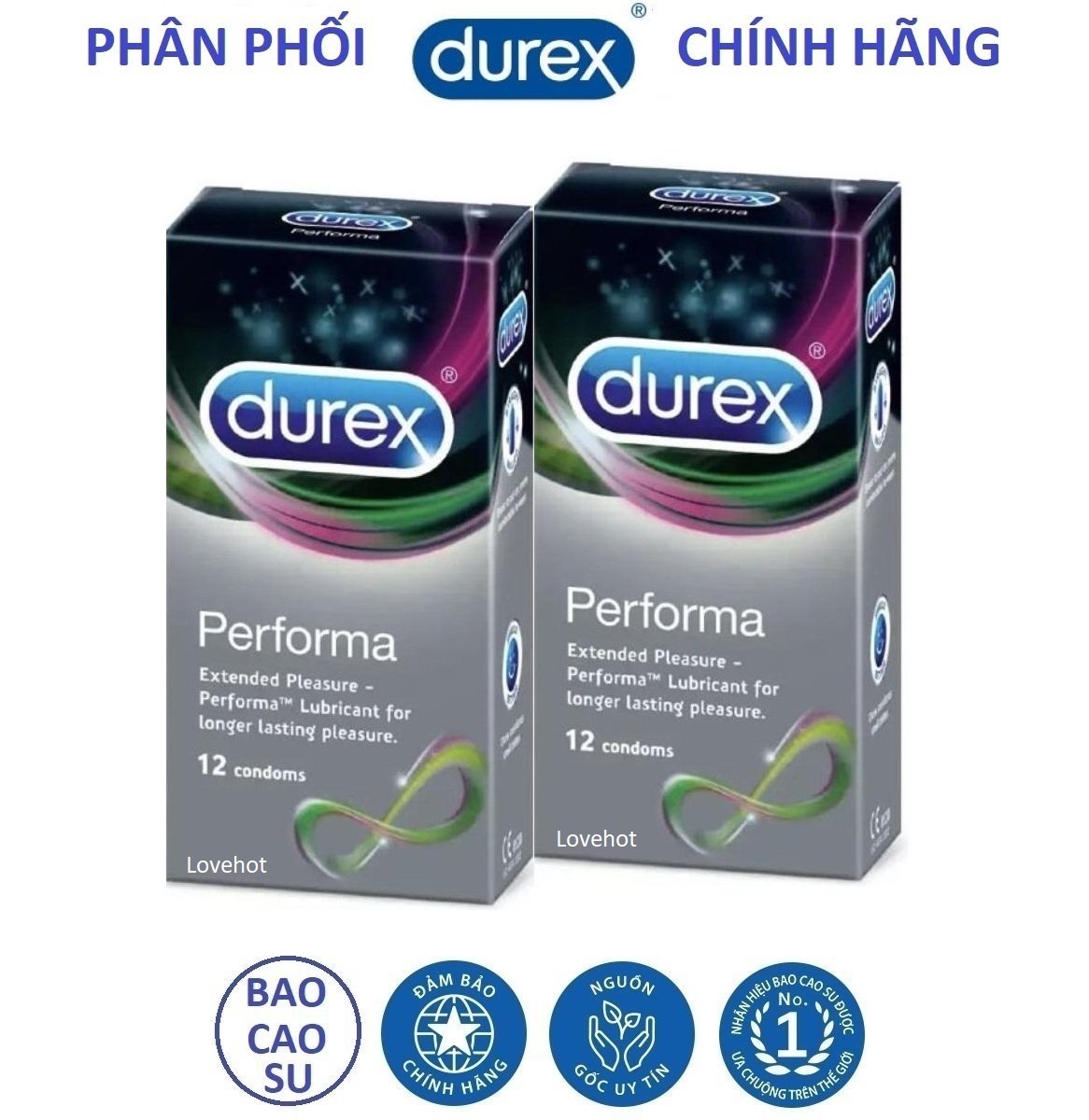 [HCM]Combo 2 hộp bao cao su Durex Performa hộp 12c