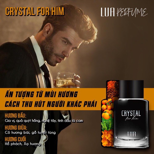 Nước hoa nam Lua Crystal For Him –  ẤM ÁP VÀ THANH LỊCH (60ML)