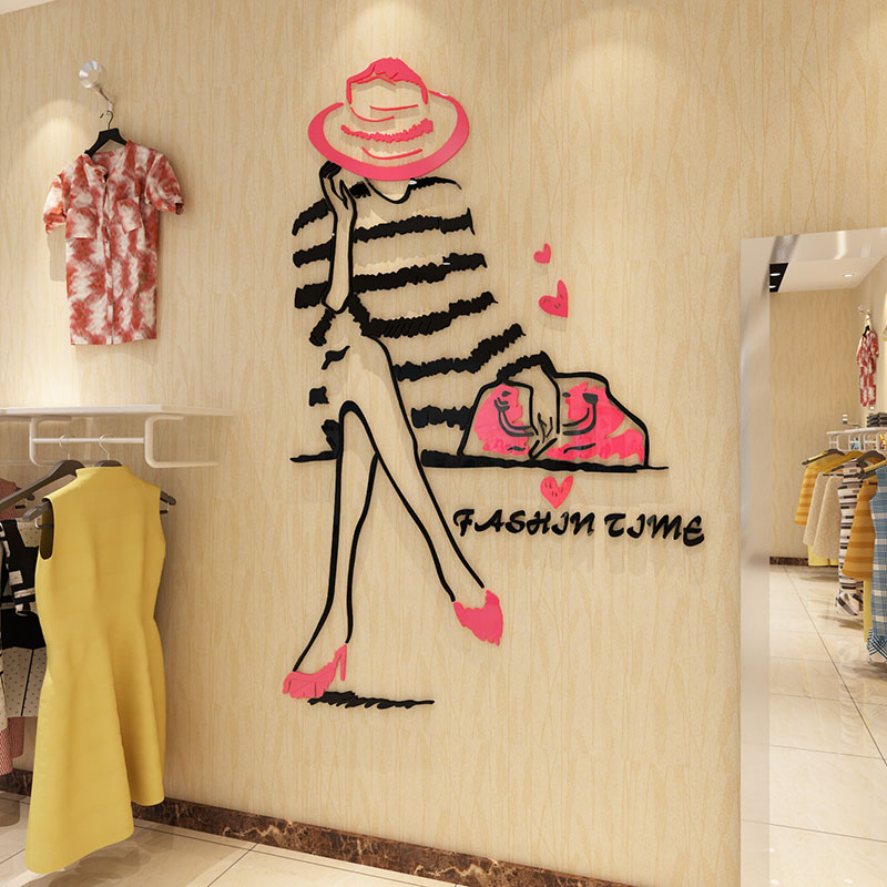 Tranh mica EPeBen dán tường nổi 3d hình fashion time decor trang trí spa, shop thời trang, phòng ngủ, nail